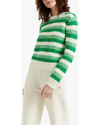 Chinti & Parker Crochet Stripe Jumper - Green