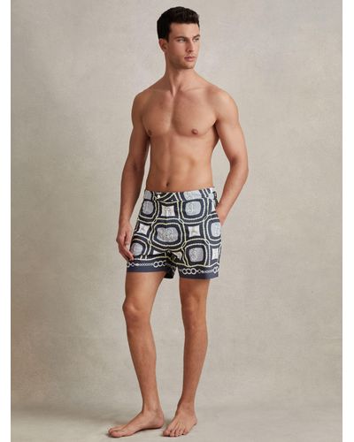 Reiss Palm Chain Print Swim Shorts - Multicolour