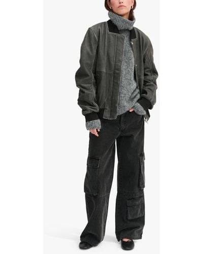 My Essential Wardrobe Gilo Leather Bomber Jacket - Black