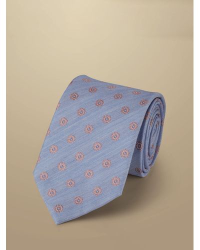 Charles Tyrwhitt Medallion Silk Stain Resistant Tie - Blue