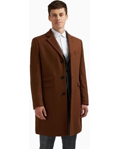 Ted Baker Wool Blend Overcoat - Brown