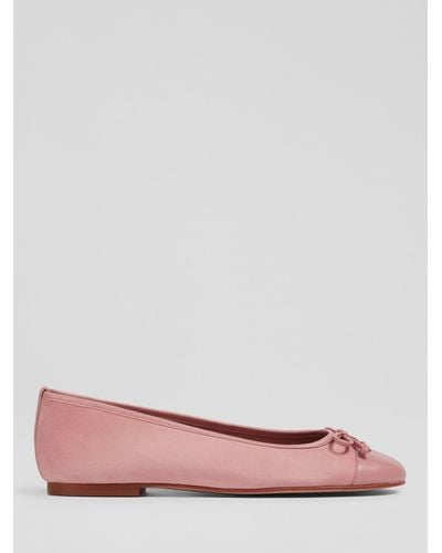 LK Bennett Kara Suede & Leather Toe Cap Ballet Court Shoes - Pink