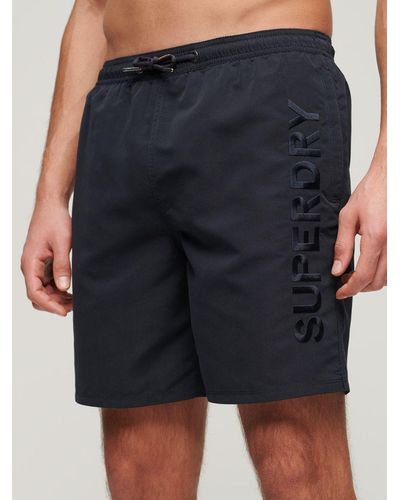 Superdry Premium Embroidered 17" Swim Shorts - Black