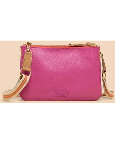 White Stuff Convertible Leather Dual Pouch Bag - Pink