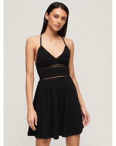 Superdry Jersey Lace Mini Dress - Black