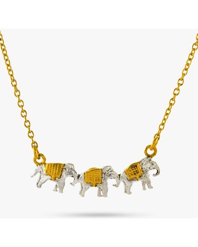 Alex Monroe 22ct Gold Vermeil Elephant Trio Necklace - Metallic