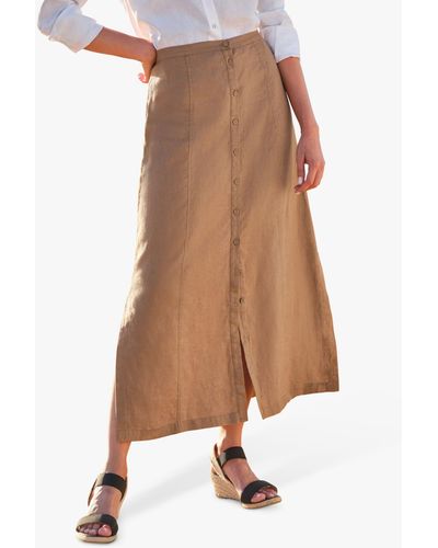 Pure Collection Button Through Linen Skirt - Natural