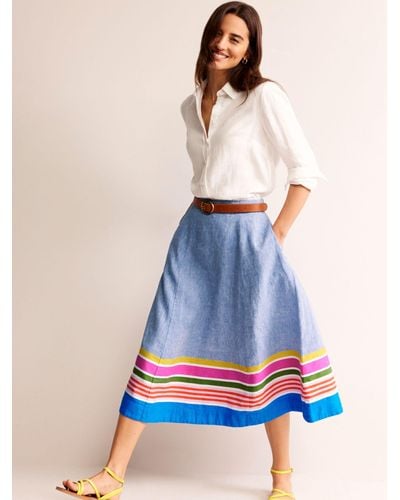 Boden Stripe Hem Midi Skirt - Blue