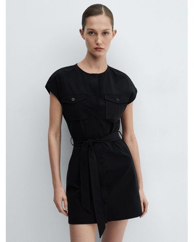 Mango Gala Pocket Mini Dress - Black