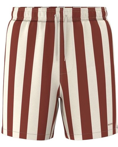 SELECTED Stripe Swim Shorts - Red