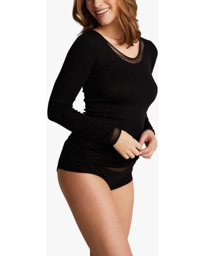 FEMILET Juliana Thermal Merino Wool Long Sleeve Top - Black