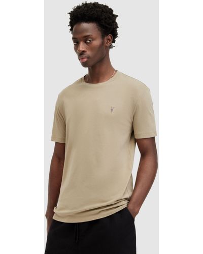 AllSaints Brace Contrast Organic Cotton Short Sleeve T-shirt - Natural