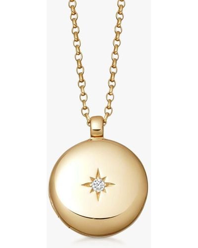 Astley Clarke Biography White Sapphire Star Locket Long Pendant Necklace - Metallic