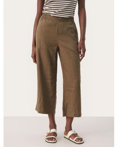 Part Two Petrines Linen Wide Leg Cropped Trousers - Natural