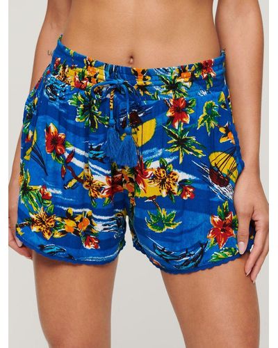 Superdry Ocean Print Beach Shorts - Blue