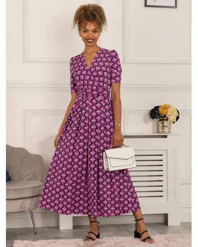 Jolie Moi Katherine Half Sleeve Maxi Dress - Purple