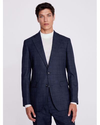 Moss Regular Fit Check Suit Jacket - Blue