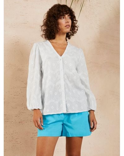 Great Plains Crete Embroidered Top - Blue