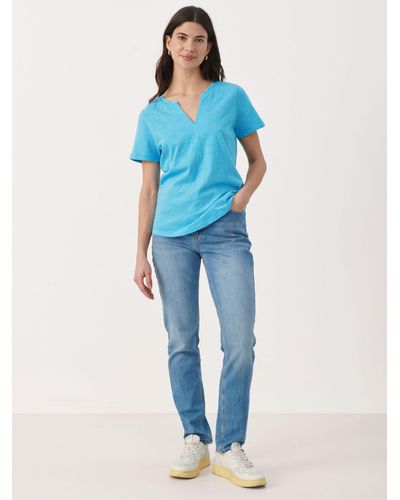 Part Two Gesina Short Sleeve Cotton Top - Blue