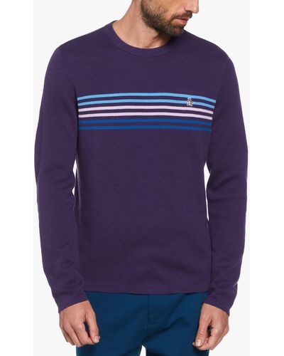 Original Penguin Chest Stripe Jumper - Blue