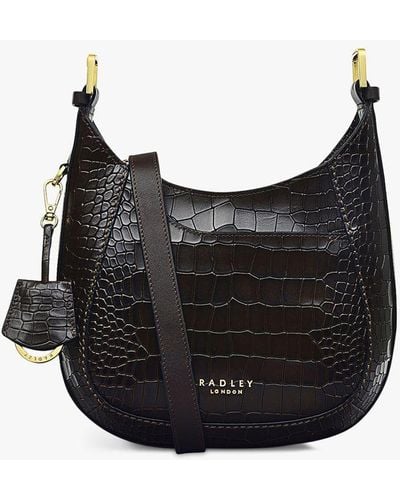 Radley London Pockets 2.0 Croc Leather Cross Body Bag - Black