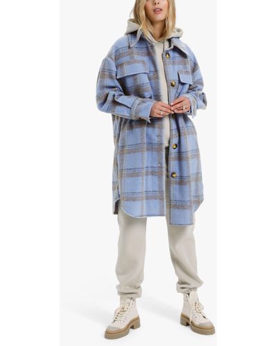 Soaked In Luxury Cookie Check Coat - Blue