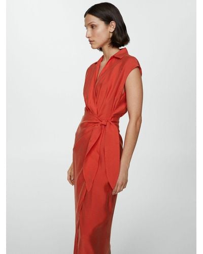 Mango Anna Wrap Midi Dress - Red