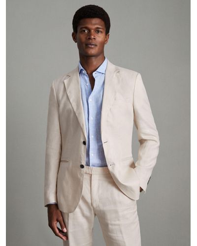 Reiss Kin Linen Tailored Jacket - Grey
