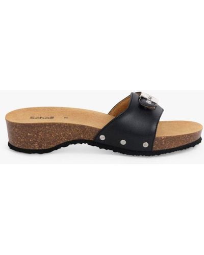 Scholl Pescura Cork Heel Sandals - Black