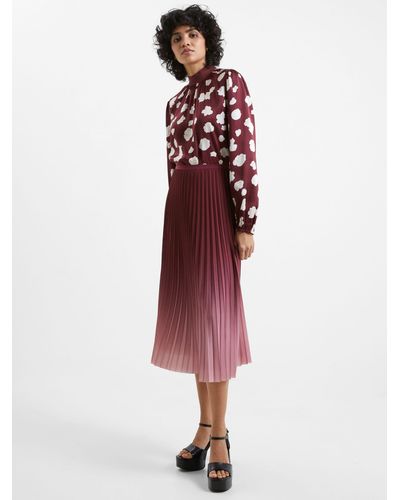 French Connection Sunburst Ombre Midi Skirt - Red