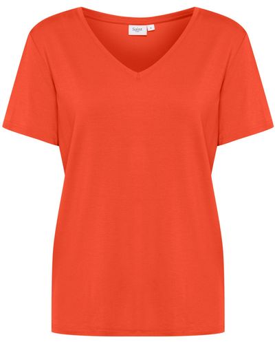 Saint Tropez Adelia V Neck T-shirt - Orange