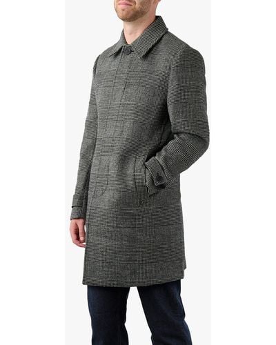Guards London Collett Prince Of Wales Wool Blend Overcoat - Grey