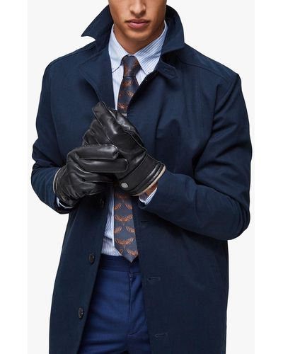 SELECTED Leather Gloves - Blue