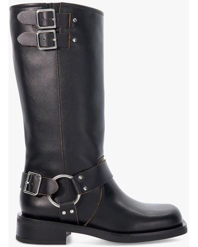 Dune Totoe Leather Biker Boots - Black