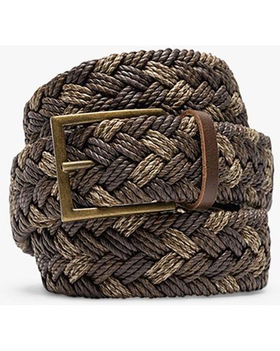 Rodd & Gunn Thames Weave Leather & Stretch Cotton Belt - Multicolour