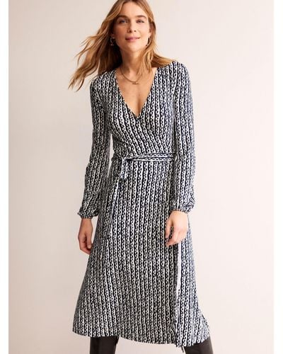 Boden Joanna Ecovero Heart Print Knee Length Dress - Grey