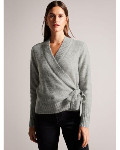 Ted Baker Elliian Wool Blend Wrap Cardigan - Grey