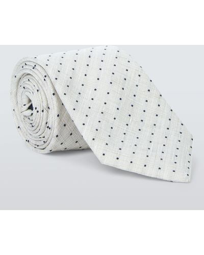 John Lewis Linen And Silk Mini Spot Tie - Grey