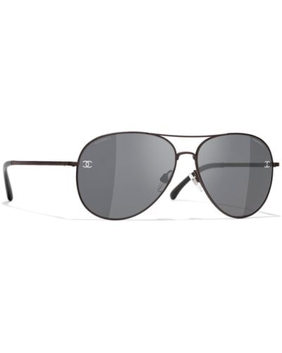 Chanel Pilot Sunglasses Ch4189tq Matte Brown/grey