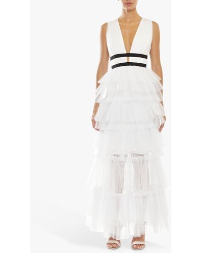 True Decadence Tiered Tulle Maxi Dress - White