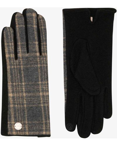 Unmade Copenhagen Kumi Check Print Wool Blend Gloves - Black