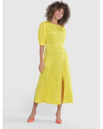 Closet A-line Midi Dress - Yellow