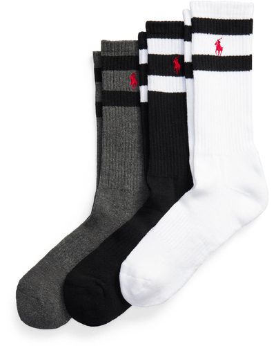 Ralph Lauren Class Stripe Crew Socks - Black