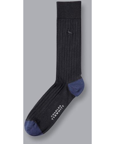 Charles Tyrwhitt Indigo Blue Cotton Rib Socks - Black