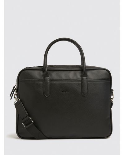 Moss Saffiano Faux Leather Attache Bag - Black