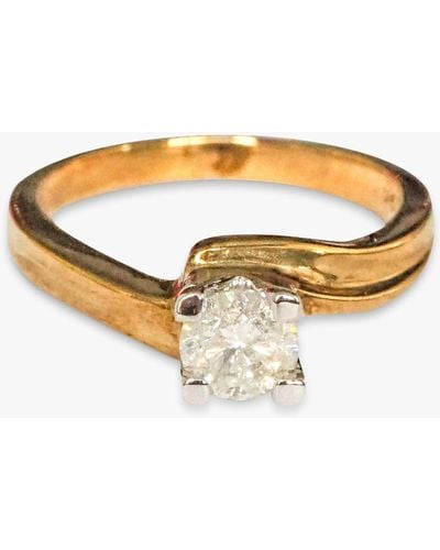 L & T Heirlooms Second Hand 9ct Gold Solitaire Diamond Ring - Metallic