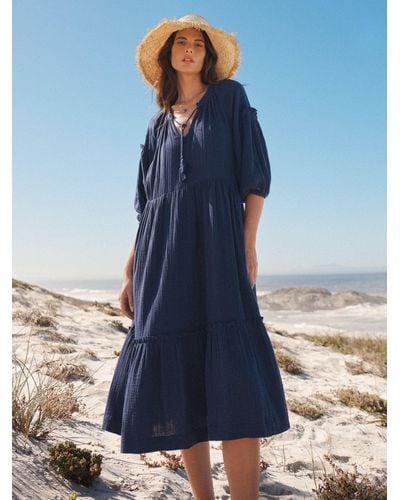 Nrby Annalisa Cotton Double Gauze Midi Dress - Blue