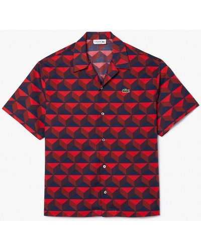 Lacoste Short Sleeve Robert George Print Shirt - Red