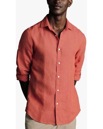 Charles Tyrwhitt Slim Fit Pure Linen Shirt - Red