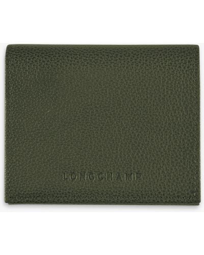 Longchamp Le Foulonné Leather Coin Purse - Green